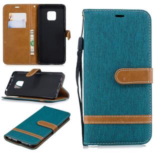 Color Matching Denim Texture Leather Case for Huawei Mate 20 Pro, with Holder & Card Slots & Wallet & Lanyard(Green)