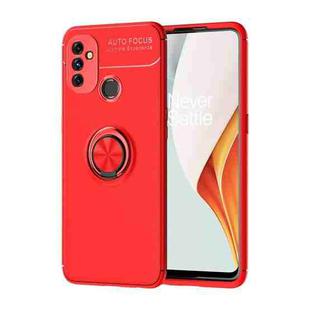 For OnePlus N100 Metal Ring Holder 360 Degree Rotating TPU Case(Red+Red)