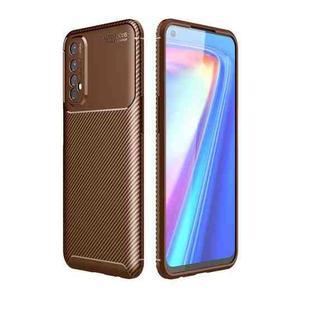 For Huawei Y7a / P smart 2021 Carbon Fiber Texture Shockproof TPU Case(Brown)