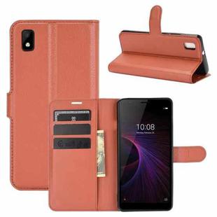 For ZTE Blade L210 Litchi Texture Horizontal Flip Protective Case with Holder & Card Slots & Wallet(Brown)