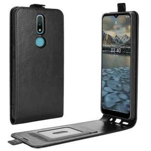 For Nokia 2.4 R64 Texture Single Vertical Flip Leather Protective Case with Card Slots & Photo Frame(Black)