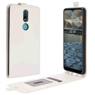 For Nokia 2.4 R64 Texture Single Vertical Flip Leather Protective Case with Card Slots & Photo Frame(White)