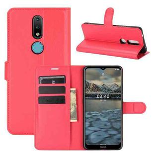For Nokia 2.4 Litchi Texture Horizontal Flip Protective Case with Holder & Card Slots & Wallet(Red)
