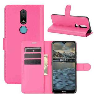 For Nokia 2.4 Litchi Texture Horizontal Flip Protective Case with Holder & Card Slots & Wallet(Rose Red)