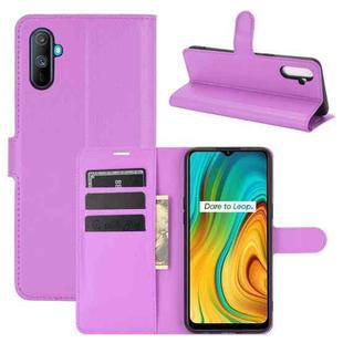 For OPPO Realme C3 Fingerprint-free version Litchi Texture Horizontal Flip Protective Case with Holder & Card Slots & Wallet(Purple)