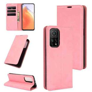 For Xiaomi Mi 10T / 10T Pro Retro-skin Business Magnetic Suction Leather Case with Holder & Card Slots & Wallet(Pink)