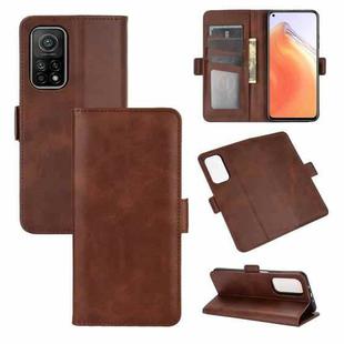 For Xiaomi Mi 10T / 10T Pro Dual-side Magnetic Buckle Horizontal Flip Leather Case with Holder & Card Slots & Wallet(Brown)