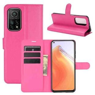 For Xiaomi Mi 10T / 10T Pro Litchi Texture Horizontal Flip Protective Case with Holder & Card Slots & Wallet(Rose Red)
