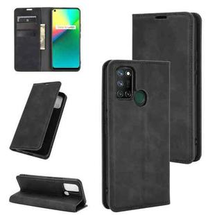 For OPPO Realme 7i / Realme C17 Retro-skin Business Magnetic Suction Leather Case with Holder & Card Slots & Wallet(Black)