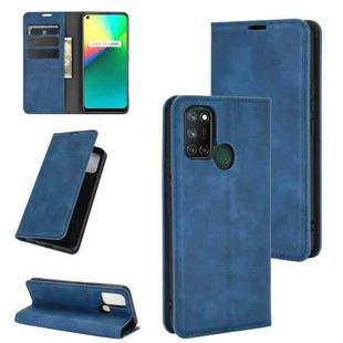 For OPPO Realme 7i / Realme C17 Retro-skin Business Magnetic Suction Leather Case with Holder & Card Slots & Wallet(Dark Blue)