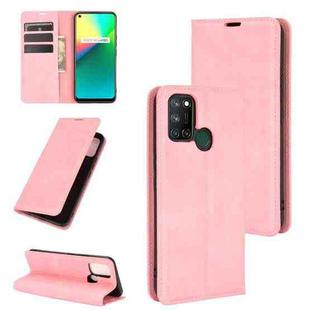 For OPPO Realme 7i / Realme C17 Retro-skin Business Magnetic Suction Leather Case with Holder & Card Slots & Wallet(Pink)