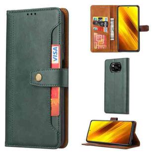 For Xiaomi POCO X3 NFC / X3 Calf Texture Double Fold Clasp Horizontal Flip Leather Case with Photo Frame & Holder & Card Slots & Wallet(Emerald)