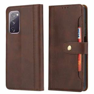 For Samsung Galaxy S20 FE / S20 Lite Calf Texture Double Fold Clasp Horizontal Flip Leather Case with Photo Frame & Holder & Card Slots & Wallet(Coffee)