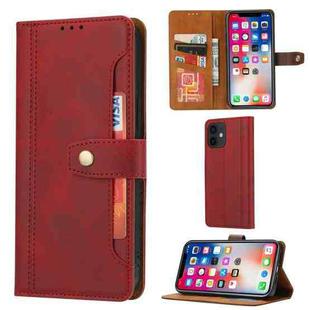 For iPhone 12 mini Calf Texture Double Fold Clasp Horizontal Flip Leather Case with Photo Frame & Holder & Card Slots & Wallet (Red)