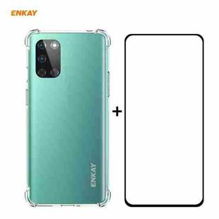 For OnePlus 8T Hat-Prince ENKAY Clear TPU Shockproof Case Soft Anti-slip Cover + 0.26mm 9H 2.5D Full Glue Full Coverage Tempered Glass Protector Film