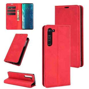 For Motorola Edge Retro-skin Business Magnetic Suction Leather Case with Holder & Card Slots & Wallet(Red)