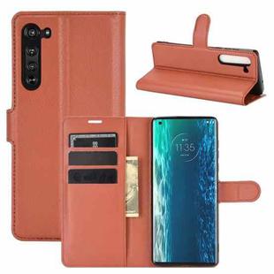 For Motorola Edge Litchi Texture Horizontal Flip Protective Case with Holder & Card Slots & Wallet(Brown)