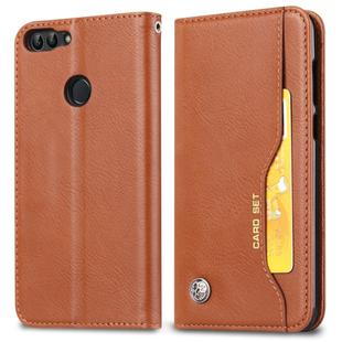 Knead Skin Texture Horizontal Flip Leather Case for Huawei P smart / Enjoy 7S, with Photo Frame & Holder & Card Slots & Wallet(Brown)