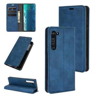 For Motorola Moto Edge Retro-skin Business Magnetic Suction Leather Case with Holder & Card Slots & Wallet(Dark Blue)
