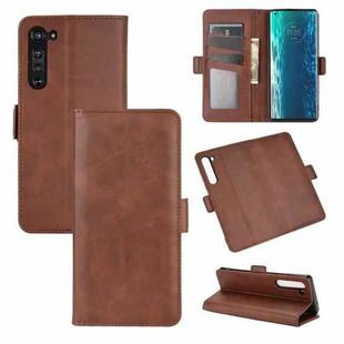 For Motorola Moto Edge Dual-side Magnetic Buckle Horizontal Flip Leather Case with Holder & Card Slots & Wallet(Brown)