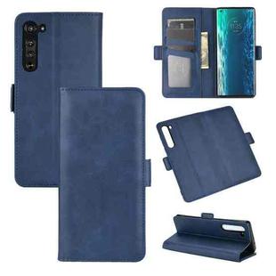 For Motorola Moto Edge Dual-side Magnetic Buckle Horizontal Flip Leather Case with Holder & Card Slots & Wallet(Dark Blue)