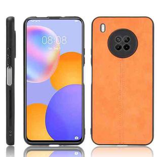 For Huawei Y9a Shockproof Sewing Cow Pattern Skin PC + PU + TPU Case(Orange)