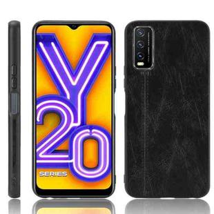 For vivo Y20/Y20i Shockproof Sewing Cow Pattern Skin PC + PU + TPU Case(Black)