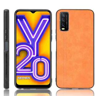 For vivo Y20/Y20i Shockproof Sewing Cow Pattern Skin PC + PU + TPU Case(Orange)