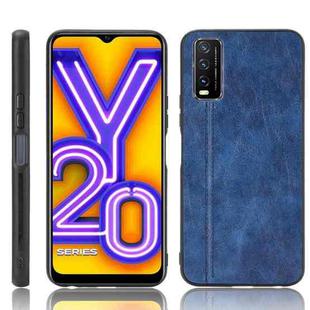 For vivo Y20/Y20i Shockproof Sewing Cow Pattern Skin PC + PU + TPU Case(Blue)