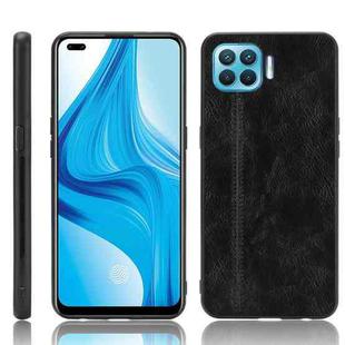 For OPPO F17 Pro / A93 / Reno4 Lite Shockproof Sewing Cow Pattern Skin PC + PU + TPU Case(Black)