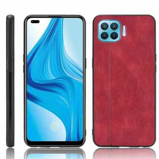 For OPPO F17 Pro / A93 / Reno4 Lite Shockproof Sewing Cow Pattern Skin PC + PU + TPU Case(Red)
