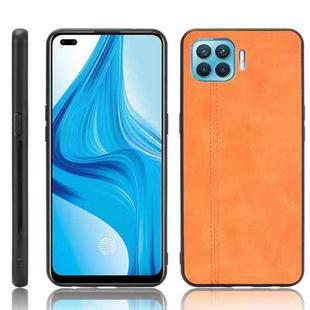 For OPPO F17 Pro / A93 / Reno4 Lite Shockproof Sewing Cow Pattern Skin PC + PU + TPU Case(Orange)