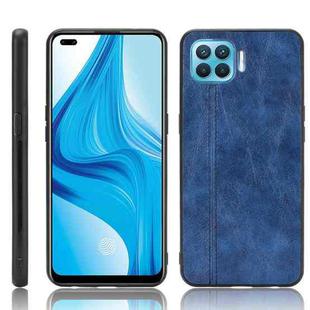 For OPPO F17 Pro / A93 / Reno4 Lite Shockproof Sewing Cow Pattern Skin PC + PU + TPU Case(Blue)