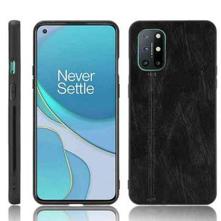 For OnePlus 8T Shockproof Sewing Cow Pattern Skin PC + PU + TPU Case(Black)