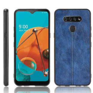 For LG K51 Shockproof Sewing Cow Pattern Skin PC + PU + TPU Case(Blue)