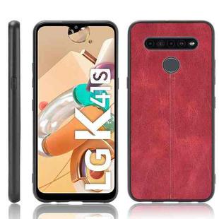 For LG K41S/ K51S Shockproof Sewing Cow Pattern Skin PC + PU + TPU Case(Red)