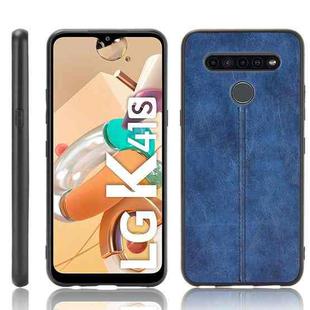 For LG K41S/ K51S Shockproof Sewing Cow Pattern Skin PC + PU + TPU Case(Blue)