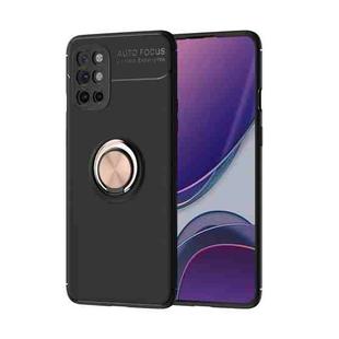 For OnePlus 8T Metal Ring Holder 360 Degree Rotating TPU Case(Black+Rose Gold)