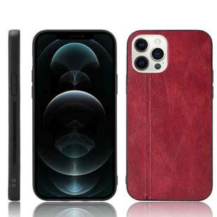 For iPhone 12 Pro Max Shockproof Sewing Cow Pattern Skin PC + PU + TPU Case(Red)