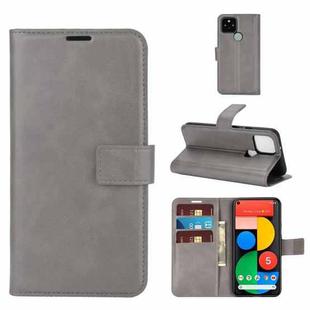 For Google Pixel 5 XL / 4a 5G Retro Calf Pattern Buckle Horizontal Flip Leather Case with Holder & Card Slots & Wallet(Gray)