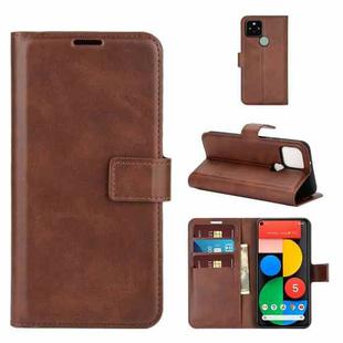 For Google Pixel 5 XL / 4a 5G Retro Calf Pattern Buckle Horizontal Flip Leather Case with Holder & Card Slots & Wallet(Dark Brown)