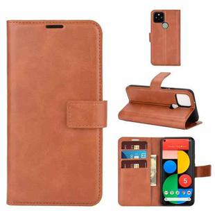 For Google Pixel 5 XL / 4a 5G Retro Calf Pattern Buckle Horizontal Flip Leather Case with Holder & Card Slots & Wallet(Light Brown)