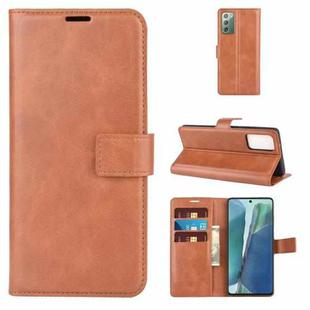 For Samsung Galaxy Note20 Retro Calf Pattern Buckle Horizontal Flip Leather Case with Holder & Card Slots & Wallet(Light Brown)