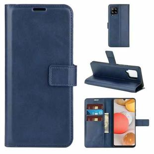 For Samsung Galaxy A42 5G Retro Calf Pattern Buckle Horizontal Flip Leather Case with Holder & Card Slots & Wallet(Blue)