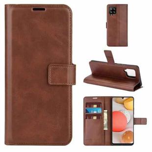 For Samsung Galaxy A42 5G Retro Calf Pattern Buckle Horizontal Flip Leather Case with Holder & Card Slots & Wallet(Dark Brown)