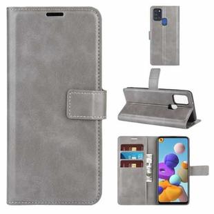 For Samsung Galaxy A21S Retro Calf Pattern Buckle Horizontal Flip Leather Case with Holder & Card Slots & Wallet(Gray)