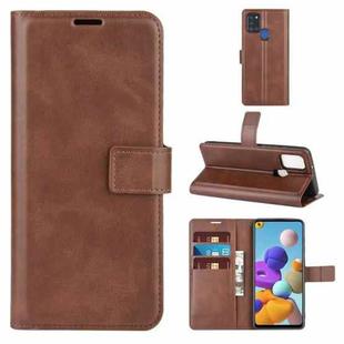 For Samsung Galaxy A21S Retro Calf Pattern Buckle Horizontal Flip Leather Case with Holder & Card Slots & Wallet(Dark Brown)