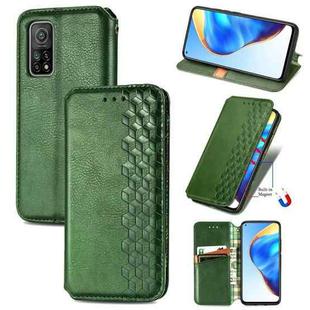 For Xiaomi Mi 10T / Redmi K30S Cubic Grid Pressed Horizontal Flip Magnetic PU Leather Case with Holder & Card Slots & Wallet(Green)