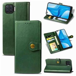 For OPPO F17 Pro Retro Solid Color Leather Buckle Phone Case with Lanyard & Photo Frame & Card Slot & Wallet & Stand Function(Green)