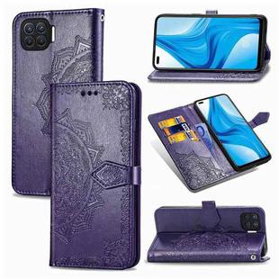 For OPPO F17 Pro Mandala Flower Embossed Horizontal Flip Leather Case with Bracket / Card Slot / Wallet / Lanyard(Purple)